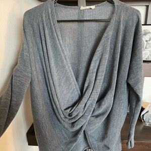 Gray Drape Front Sweater